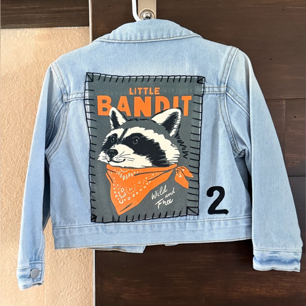 Upcycled Shein Little Bandit Distressed Denim Jacket Size Boys 5